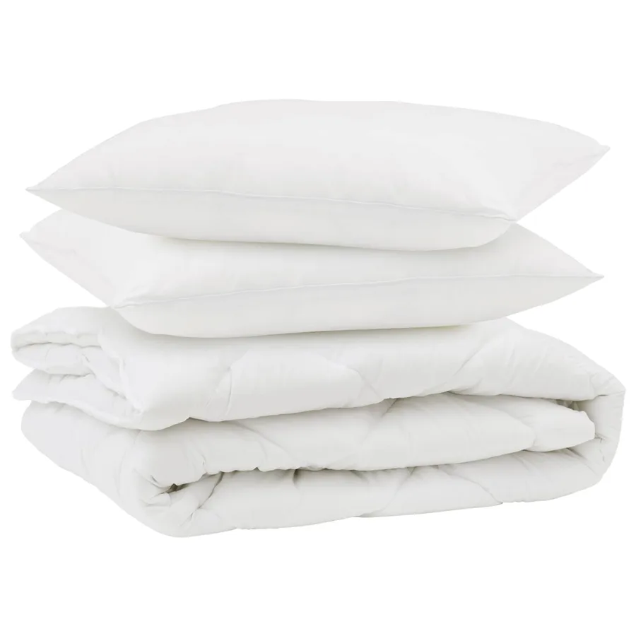 Couette avec oreiller 3 pcs Blanc Microfibre - 2