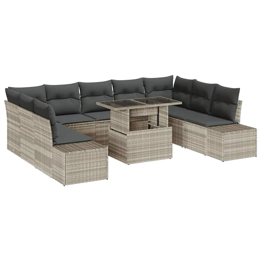 Ensemble de canapé de jardin avec coussin 10 pcs Gris clair - 2
