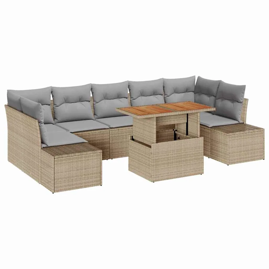 Ensemble de canapé de jardin 8 pc Beige et gris - 2