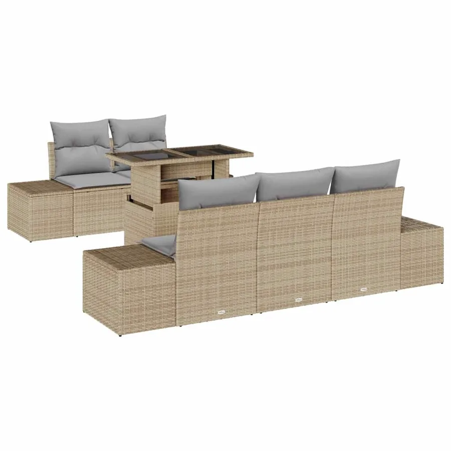 Ensemble de Canapés 6 pcs Beige et Gris clair polyrotin - 2