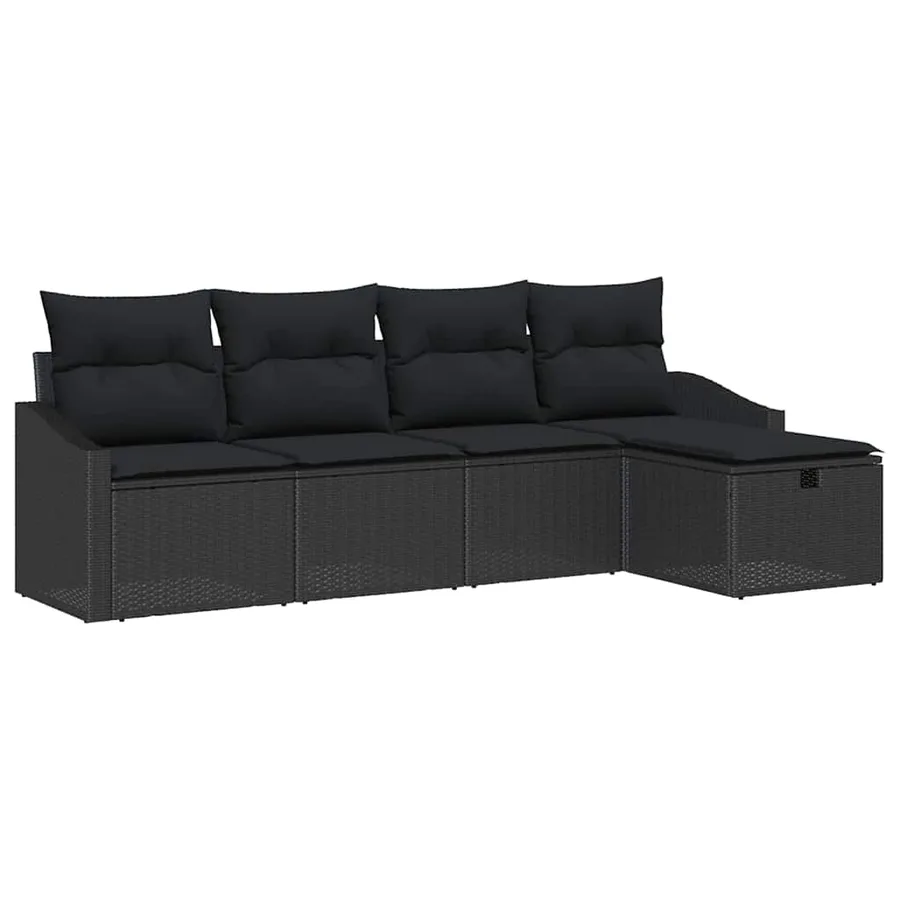 Ensemble de Canapés avec coussin 5 pcs Noir polyrotin - 2