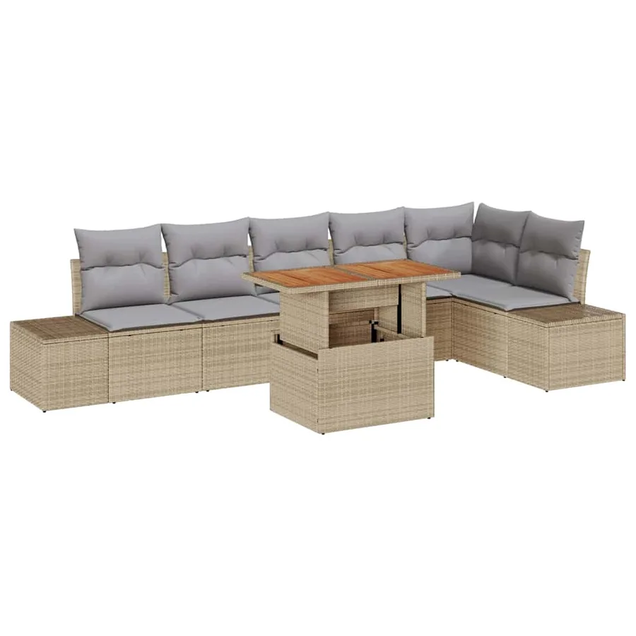 Ensemble de canapé de jardin 7 pc Beige et gris - 2