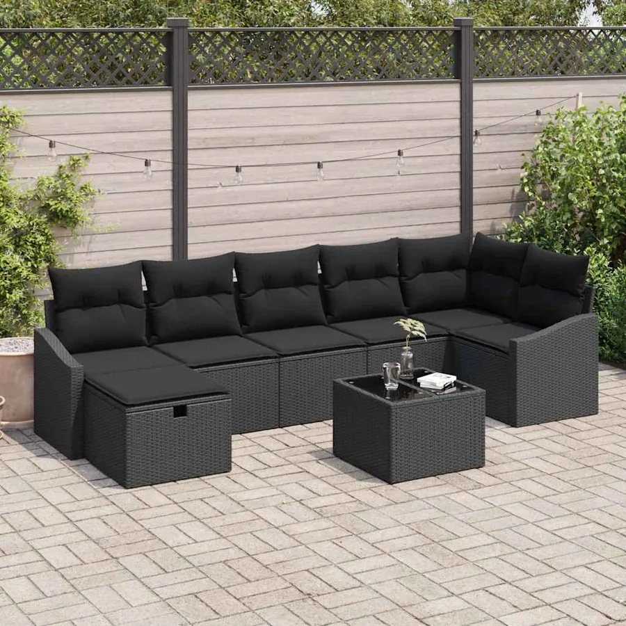 Ensemble de Canapés avec coussin avec stockage 8 pcs polyrotin