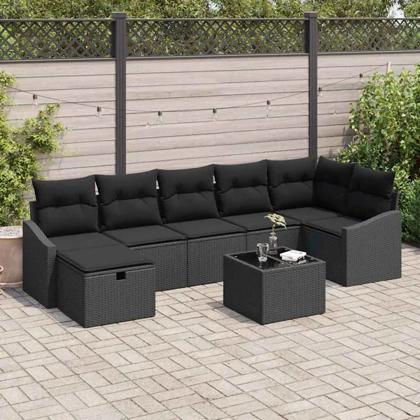 Ensemble de Canapés avec coussin avec stockage 8 pcs polyrotin