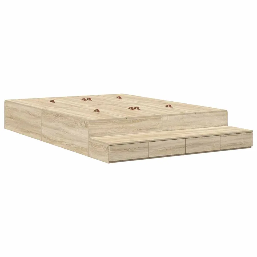 Cadre de lit avec rangement avec tiroir Chêne Sonoma 140 cm - 2