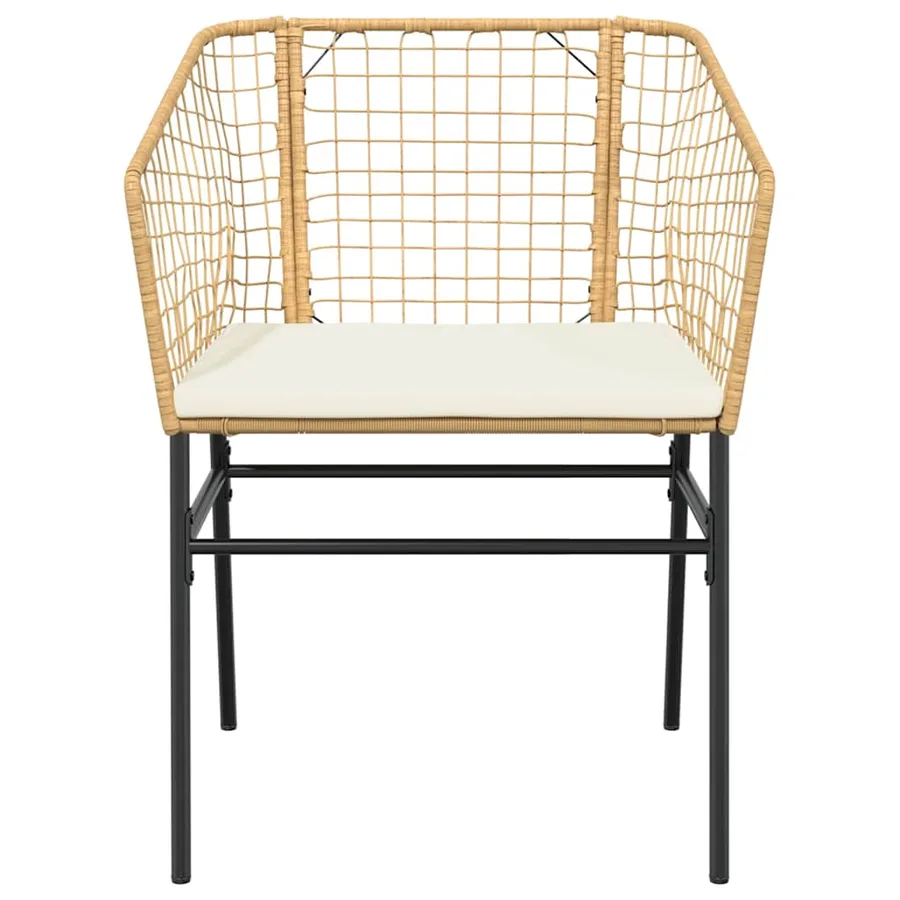 Ensemble à manger jardin coussins 5pcs marron poly rotin verre - 6