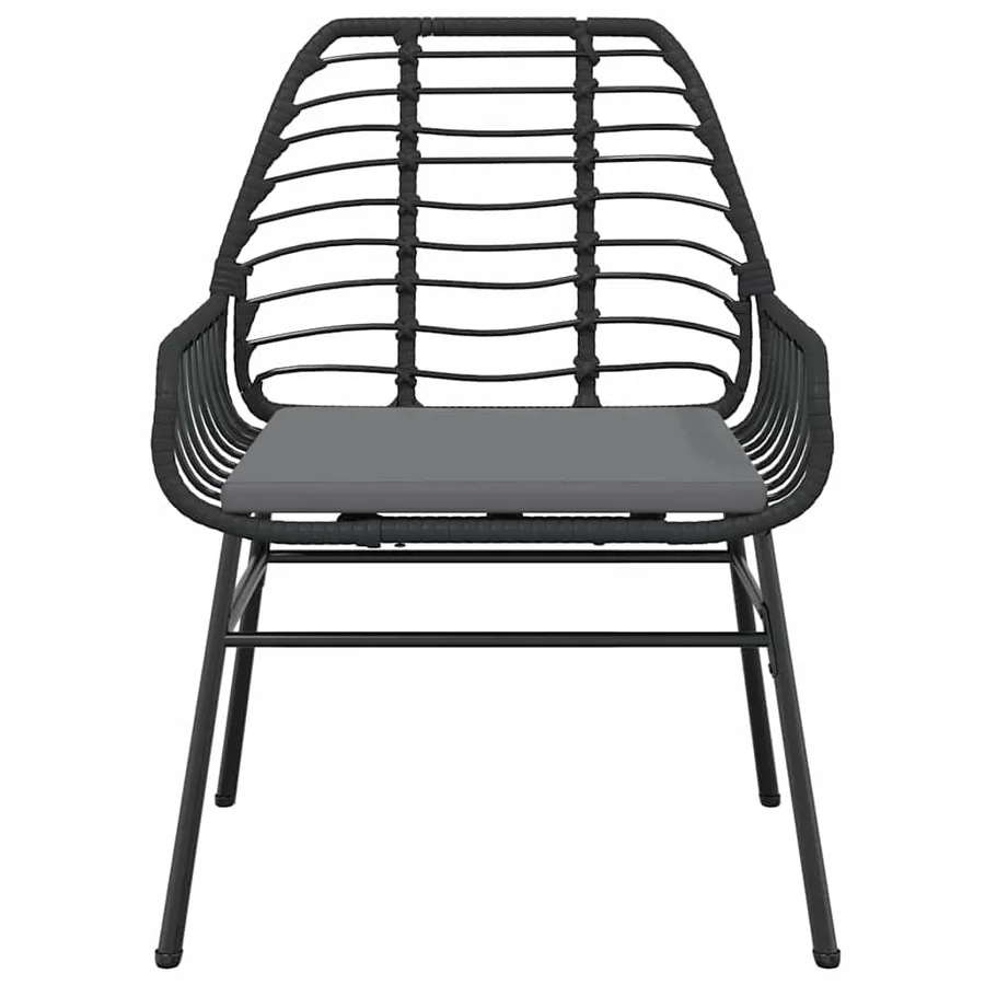Ensemble à manger de jardin et coussins 3 pcs noir rotin verre - 6