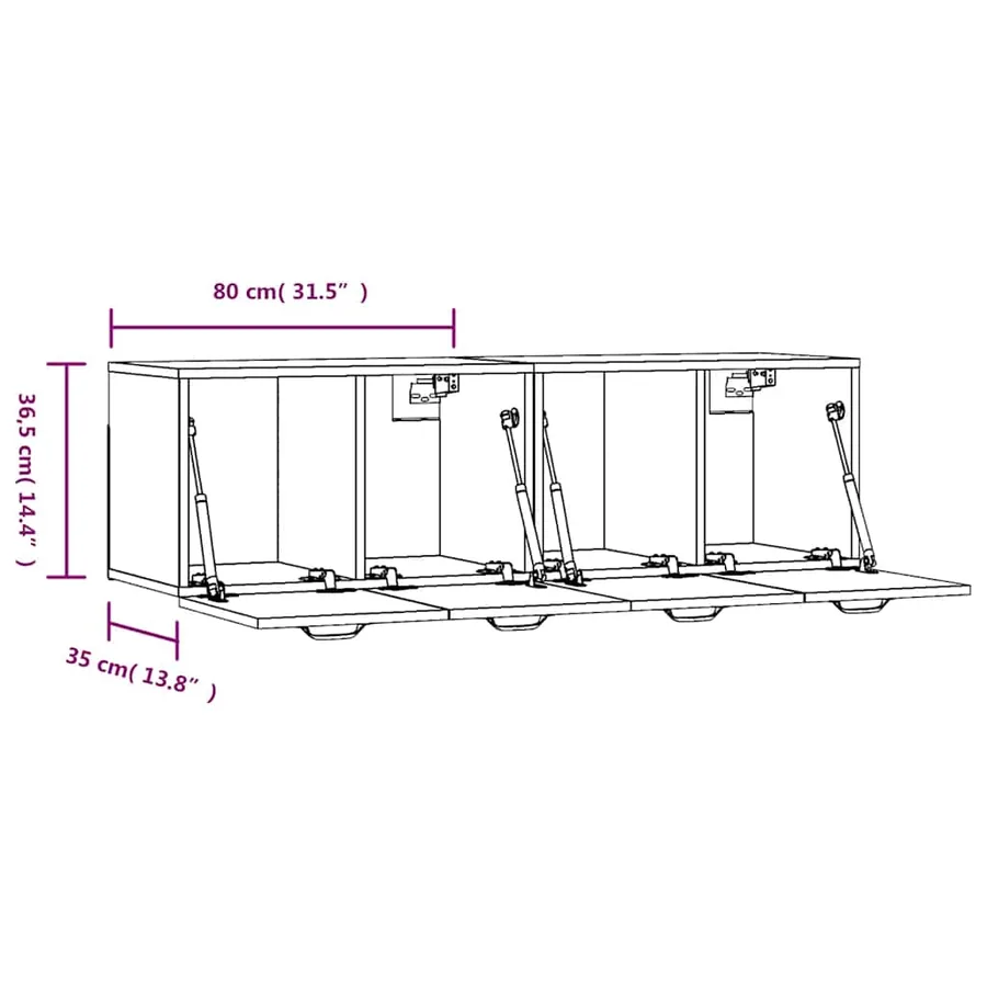 Armoires murales 2 pcs Blanc brillant 80x36,5x35 cm - 8
