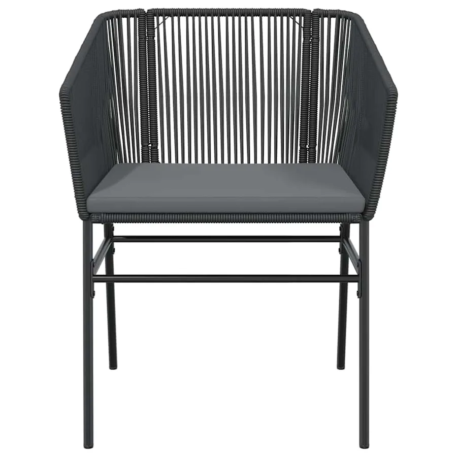 Ensemble à manger de jardin et coussins 3 pcs noir rotin verre - 6