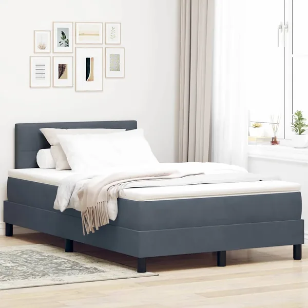Lit à ressort LED Gris foncé 120 x 190 cm Velours