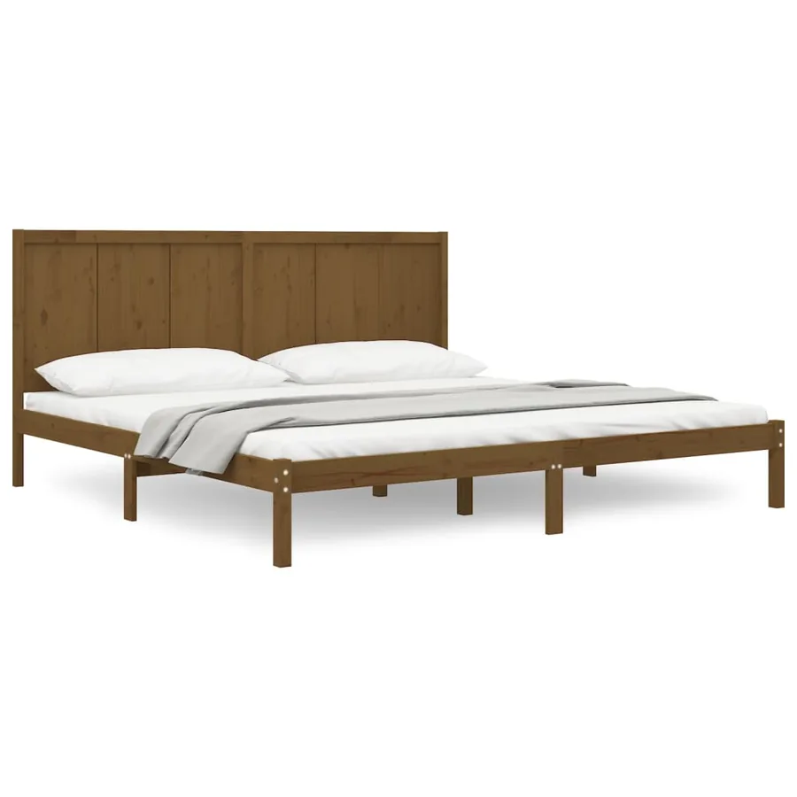 Cadre de lit sans matelas marron miel 200x200cm bois pin massif - 2