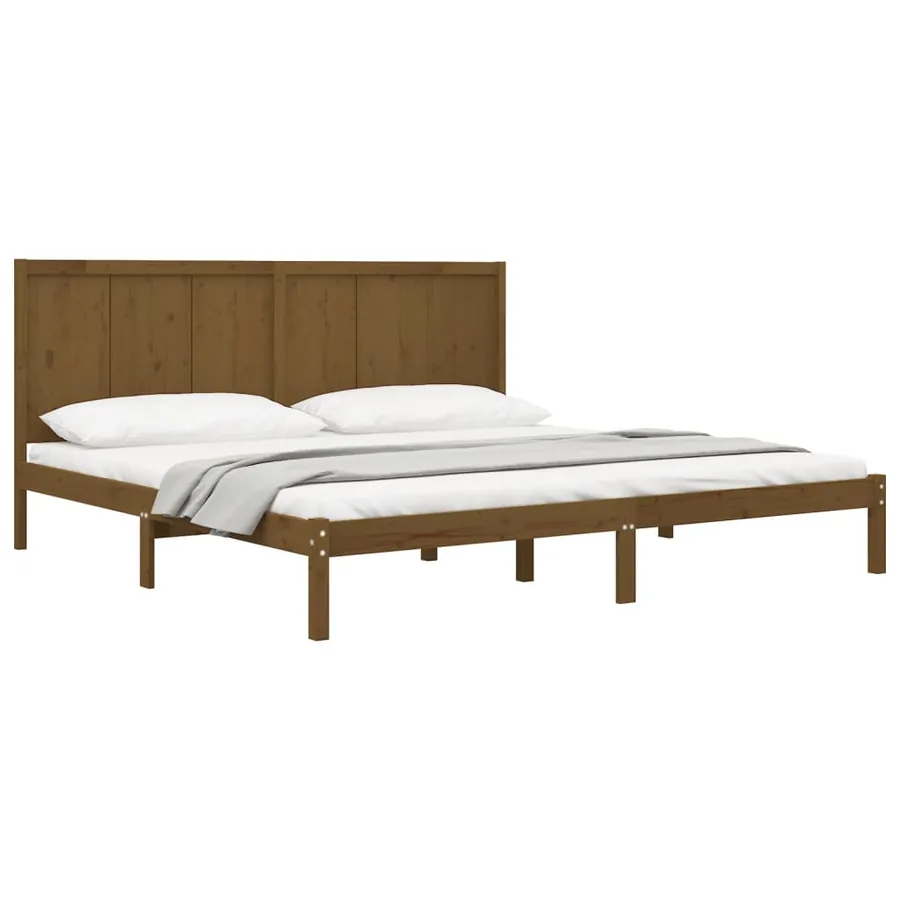 Cadre de lit sans matelas marron miel 200x200cm bois pin massif - 3