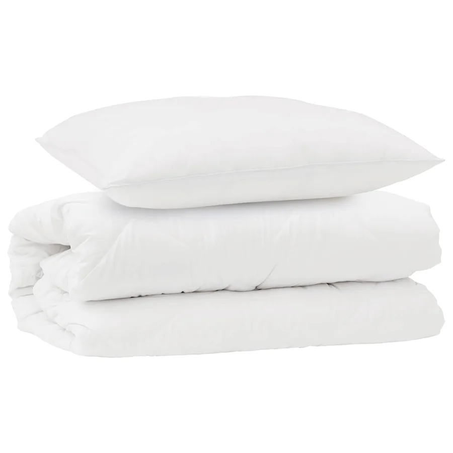 Ensemble de Duvet avec oreiller 2 pcs Blanc Microfibre - 2