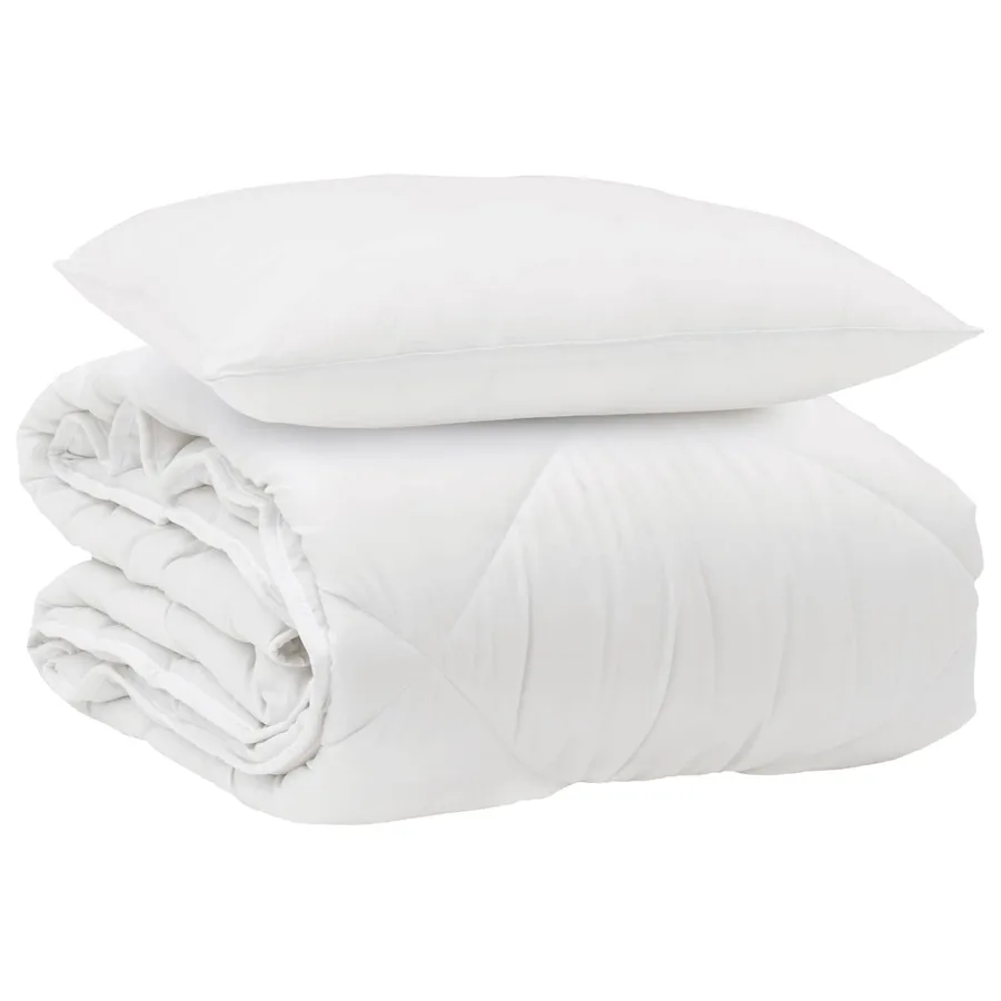 Duvet toutes saisons avec oreiller 2 pcs Blanc Microfibre - 2