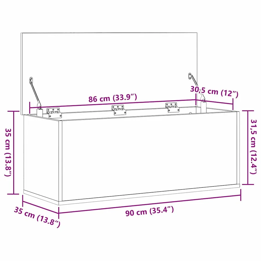 Boîte de Rangement Chêne artisanal 90 x 35 x 35 cm - 12