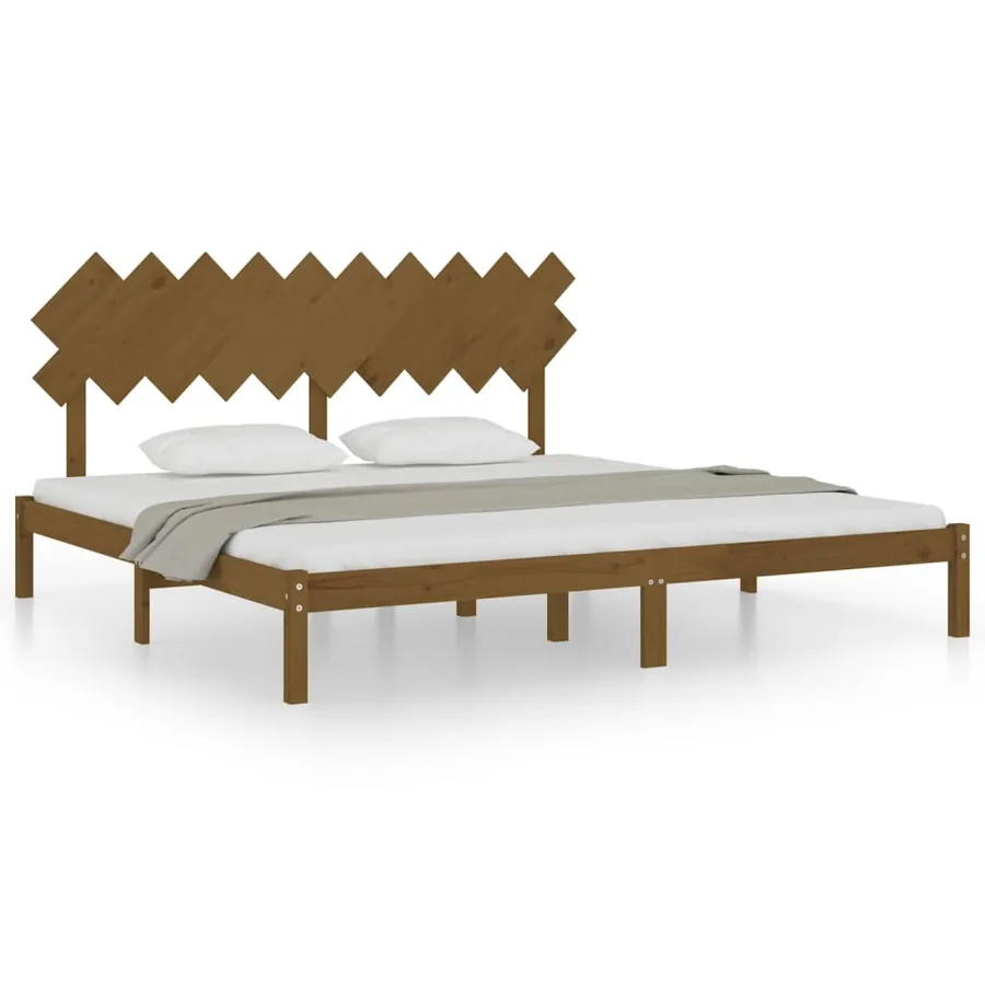 Cadre de lit sans matelas marron miel 200x200 cm bois massif - 2