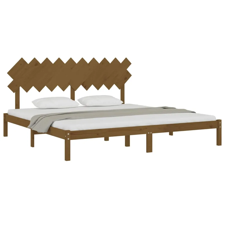 Cadre de lit sans matelas marron miel 200x200 cm bois massif - 3