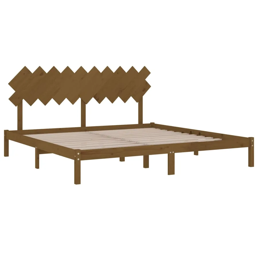 Cadre de lit sans matelas marron miel 200x200 cm bois massif - 4