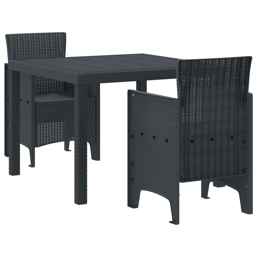 Ensemble de salle à manger pour jardin 3 pcs Anthracite