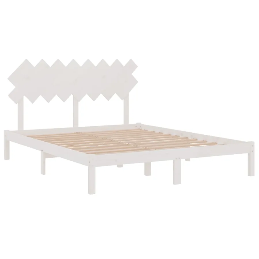 Cadre de lit sans matelas blanc 160x200 cm bois massif - 4