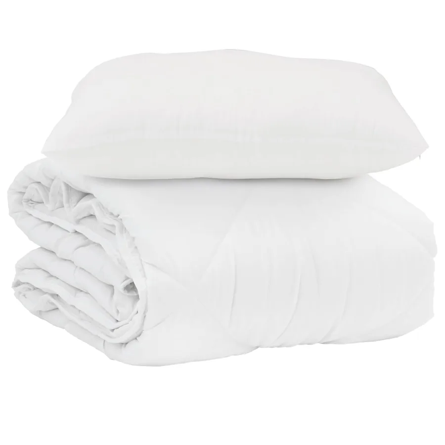 Duvet d'été simple avec oreiller 2 pcs Blanc Microfibre - 2