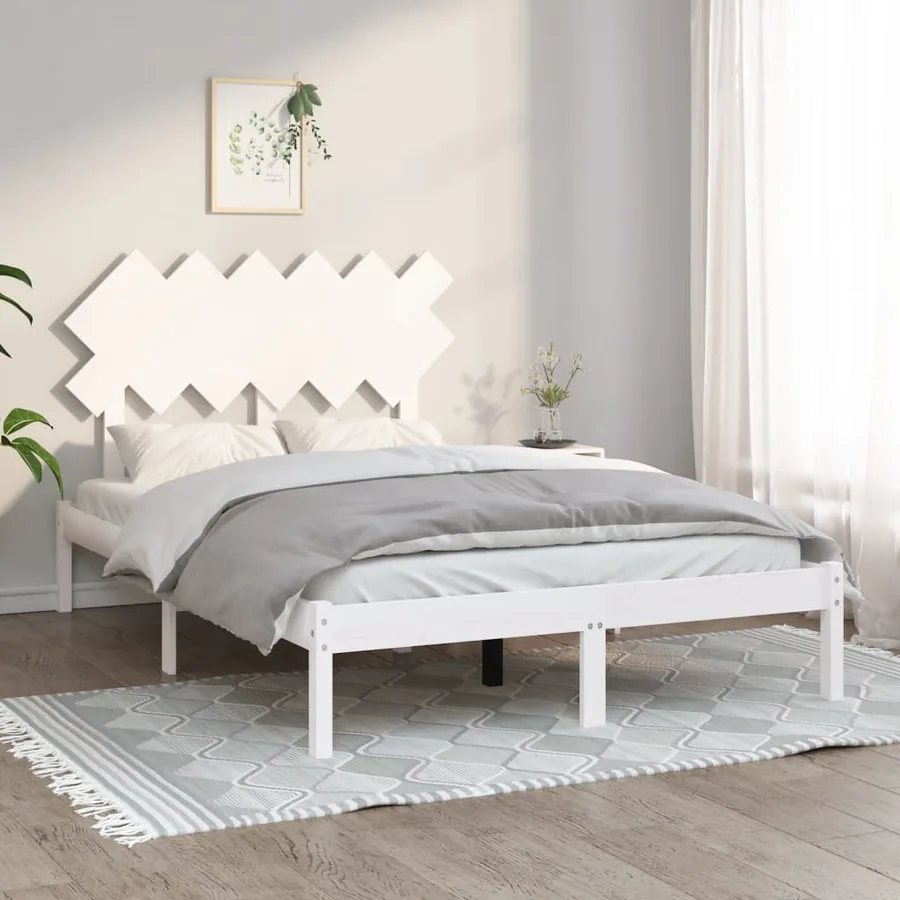 Cadre de lit sans matelas blanc 120x200 cm bois massif