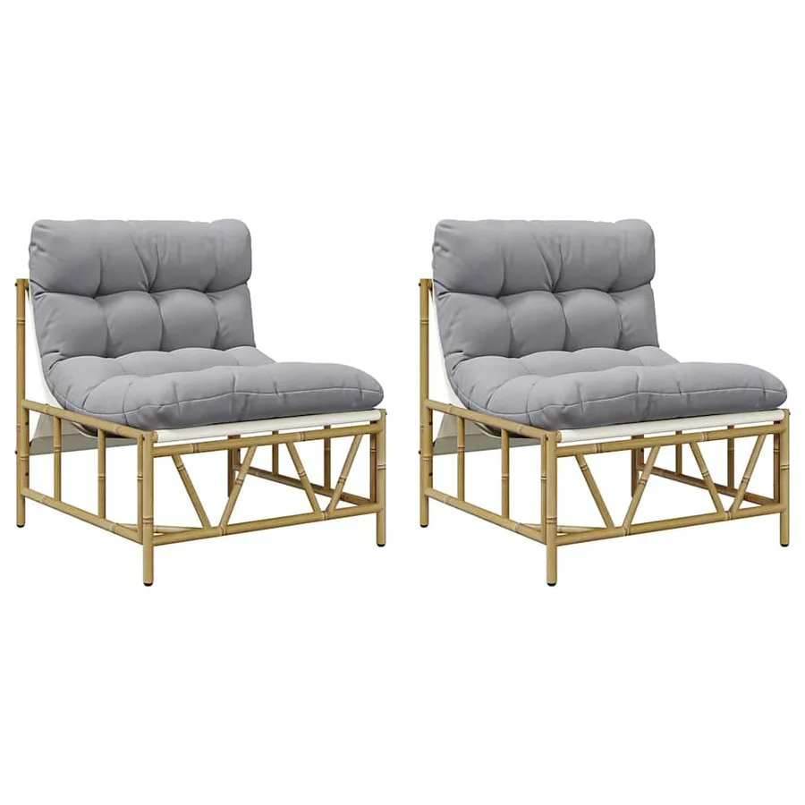 Sièges extérieurs avec coussin 2 pcs Gris clair Acier - 2