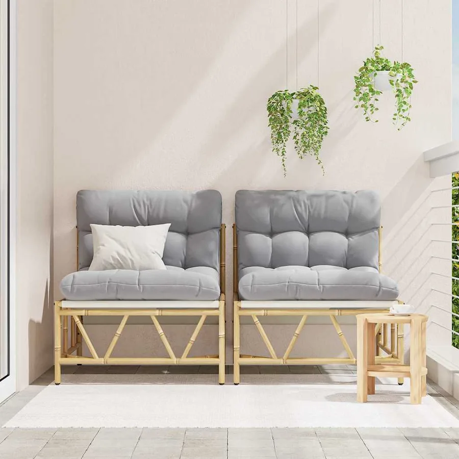 Sièges extérieurs avec coussin 2 pcs Gris clair Acier - 3