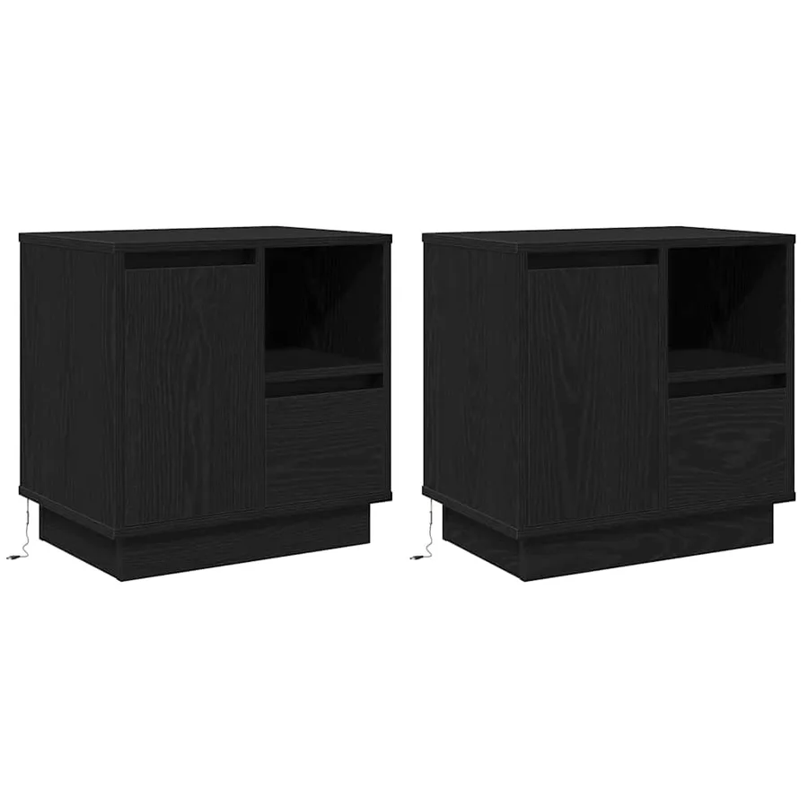 Cabinet de chevet 2 pcs Chêne noir 50 x 34,5 x 50 cm. - 2