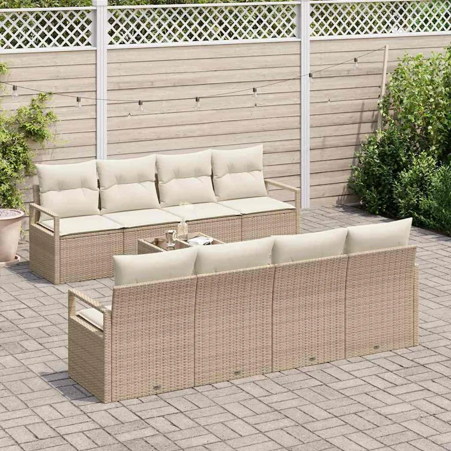 Ensemble de Canapés avec coussin 7 pcs Beige et crème polyrotin - 3