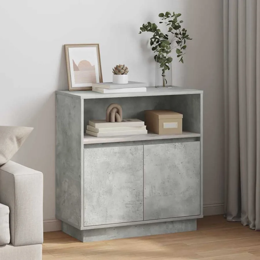 Buffet LED Gris béton 71 x 34,5 x 75 cm Bois d'ingénierie