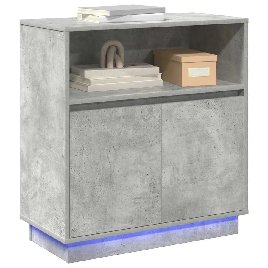 Buffet LED Gris béton 71 x 34,5 x 75 cm Bois d'ingénierie - 3
