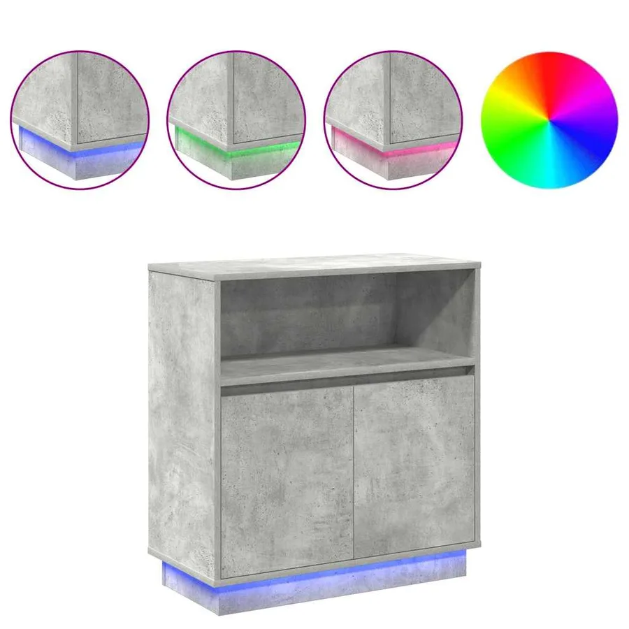 Buffet LED Gris béton 71 x 34,5 x 75 cm Bois d'ingénierie - 4