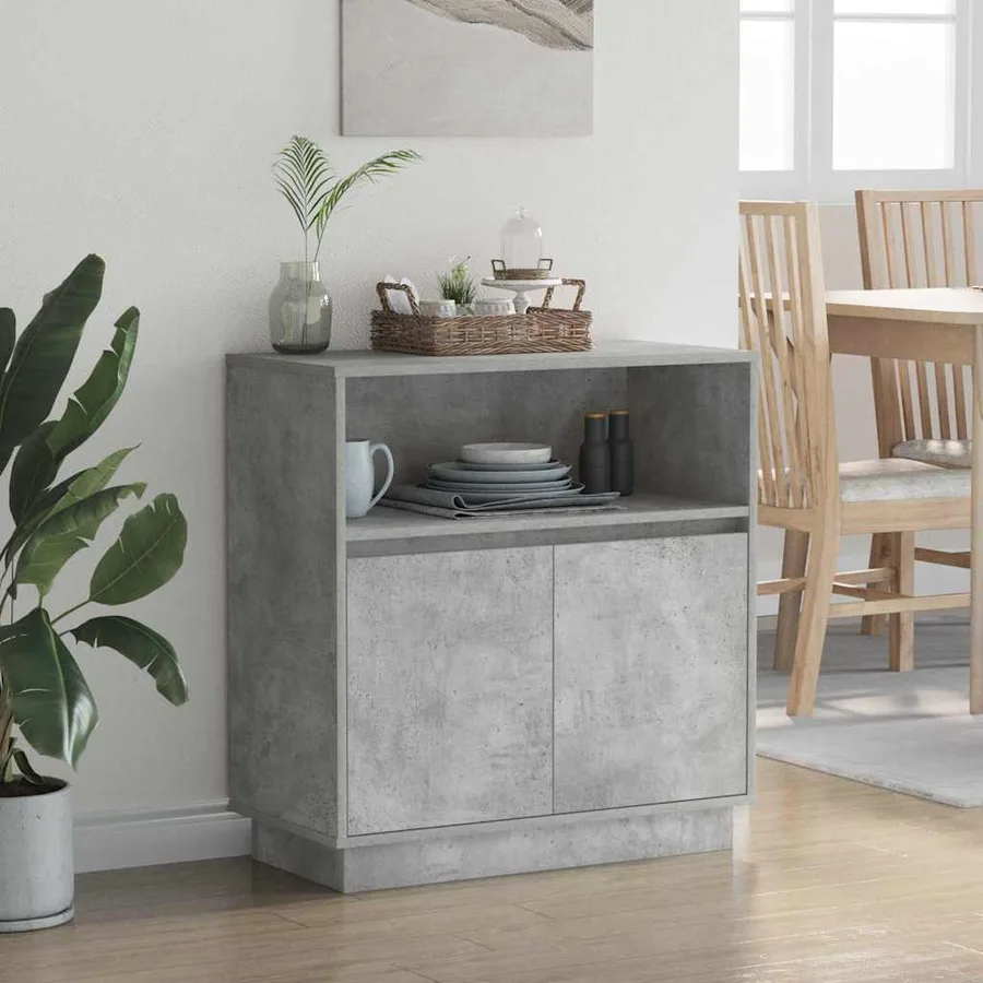 Buffet LED Gris béton 71 x 34,5 x 75 cm Bois d'ingénierie - 5