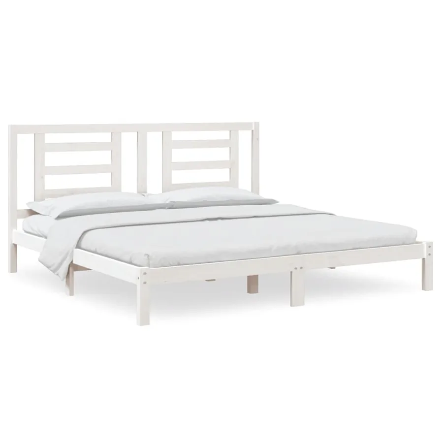 Cadre de lit sans matelas blanc 200x200 cm bois massif de pin - 2