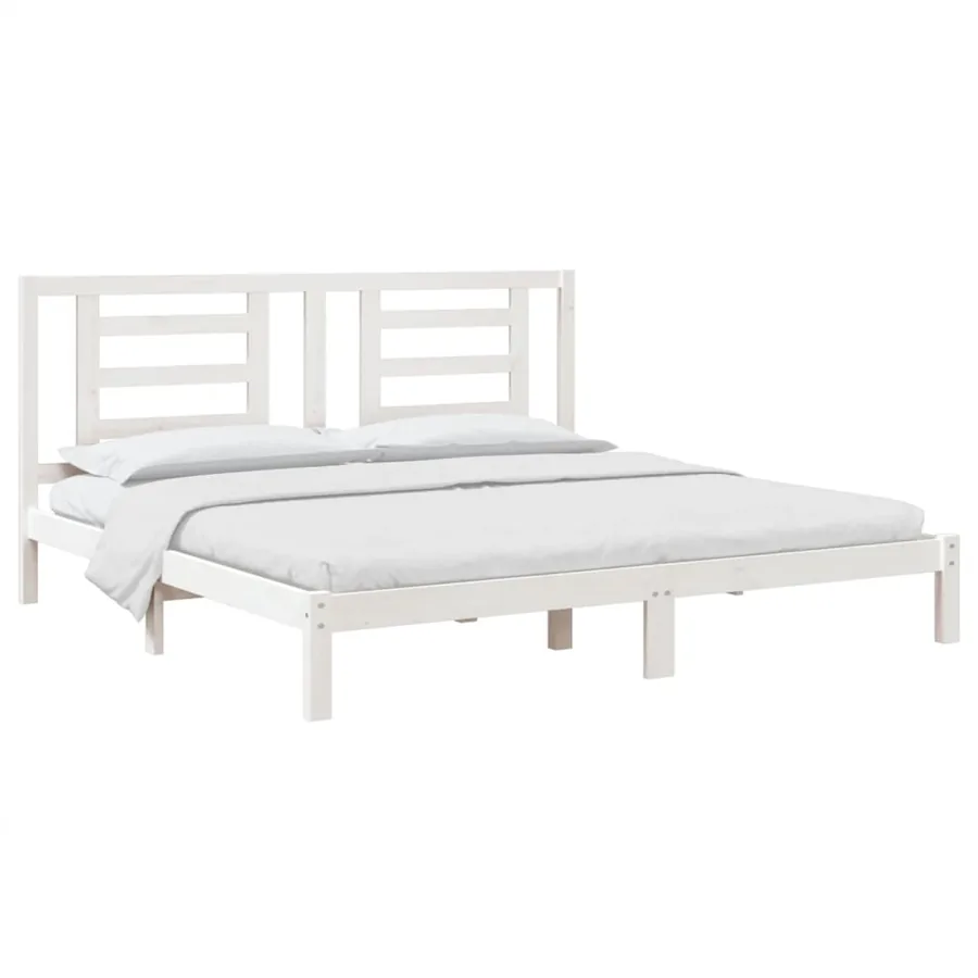 Cadre de lit sans matelas blanc 200x200 cm bois massif de pin - 3