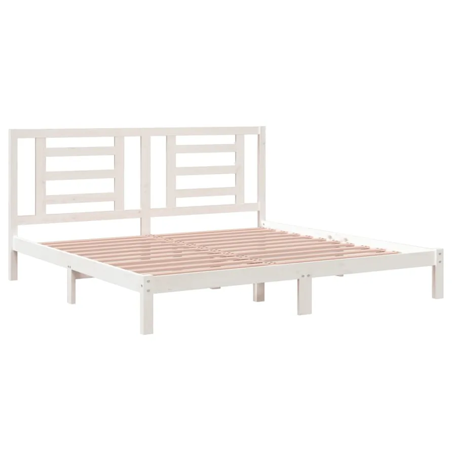 Cadre de lit sans matelas blanc 200x200 cm bois massif de pin - 4