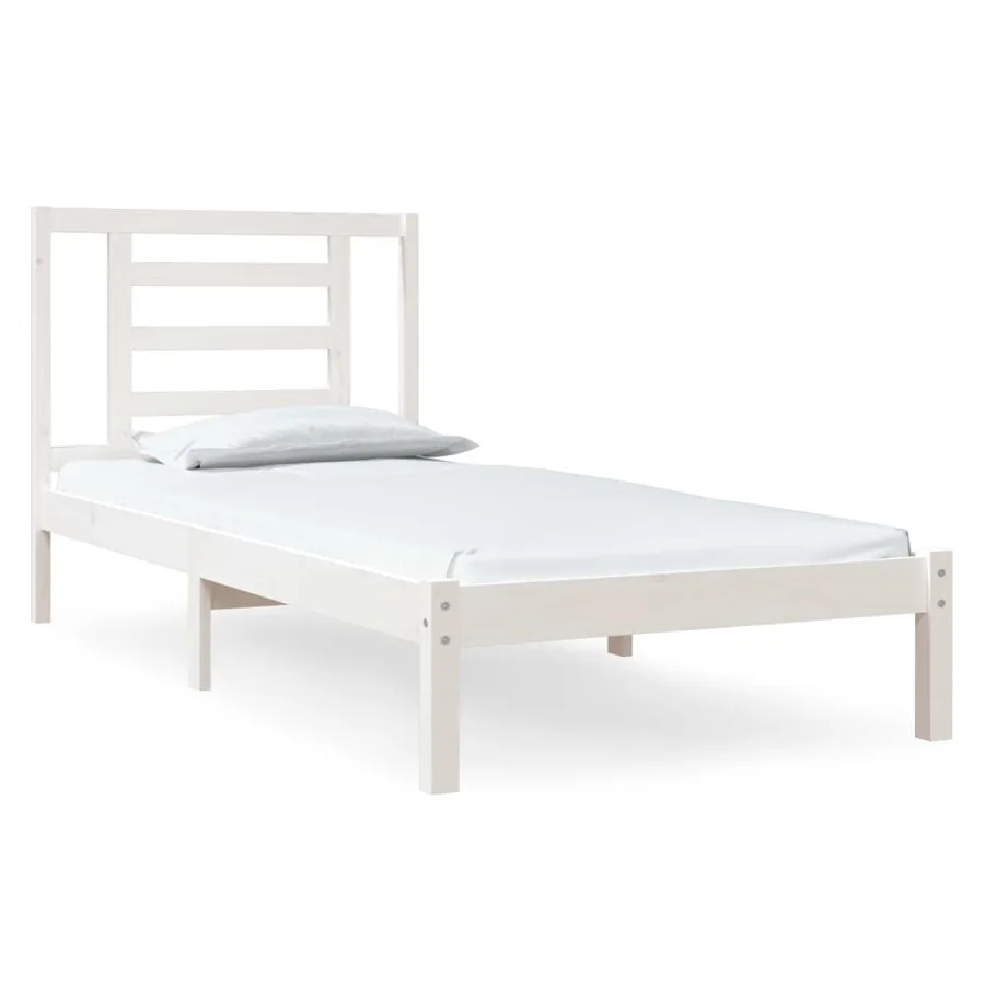 Cadre de lit sans matelas blanc 90x200 cm bois de pin massif - 2