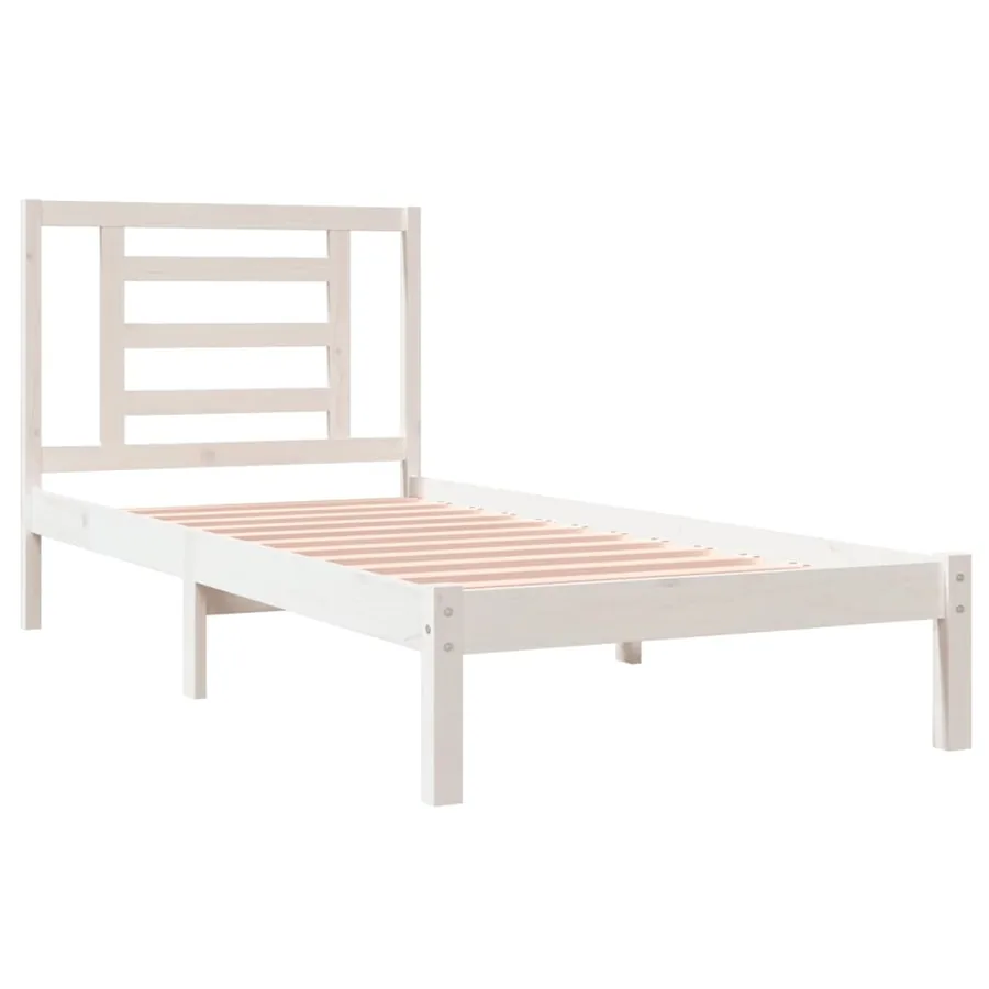 Cadre de lit sans matelas blanc 90x200 cm bois de pin massif - 4