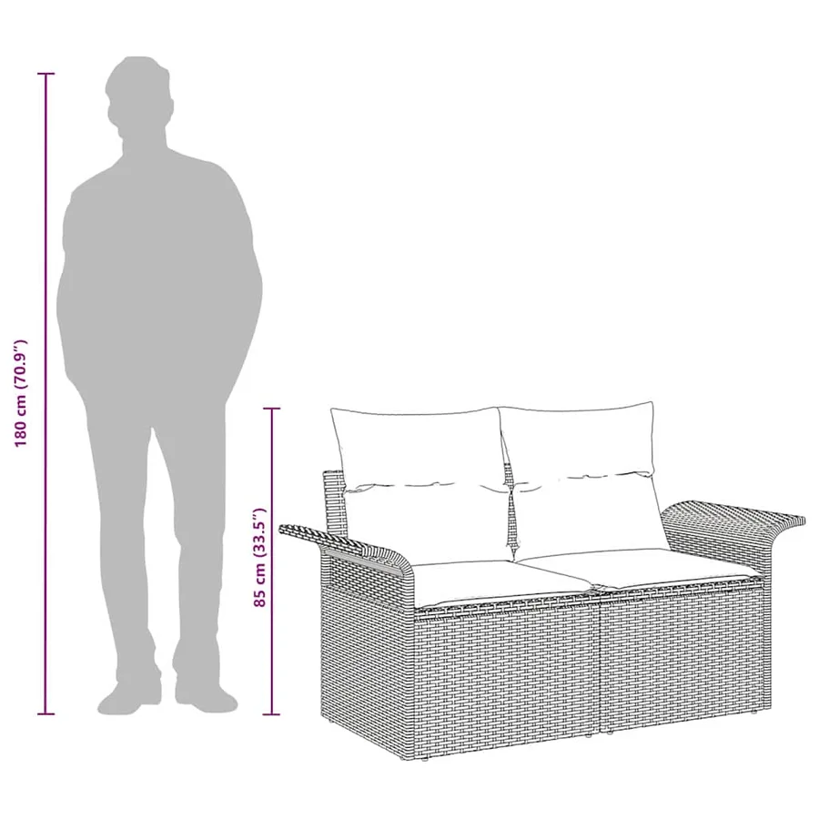 Canapé de jardin avec coussin Beige 141 x 62 x 69 cm polyrotin - 11