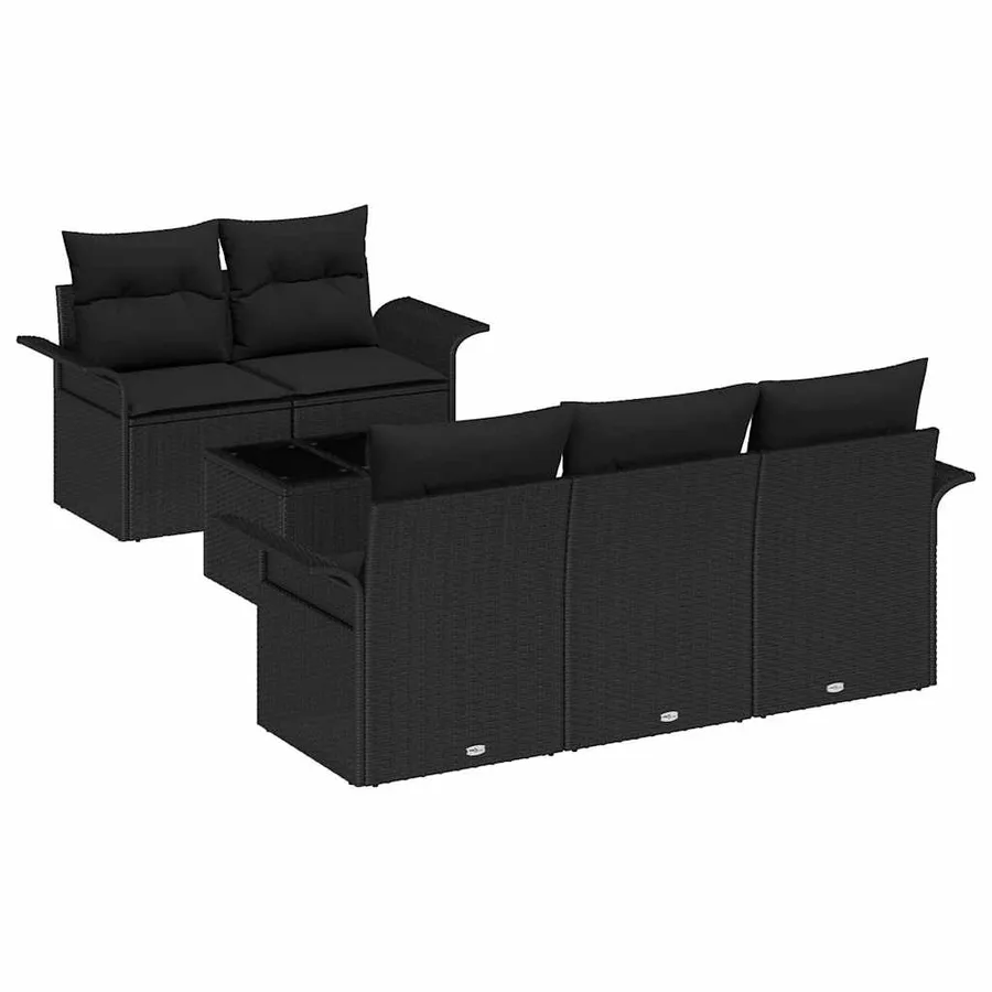Ensemble de Canapés avec coussin 6 pcs Noir polyrotin - 2