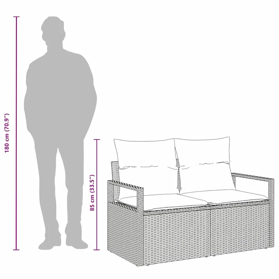 Canapé de jardin avec coussin 120 x 62 x 69 cm polyrotin - 11