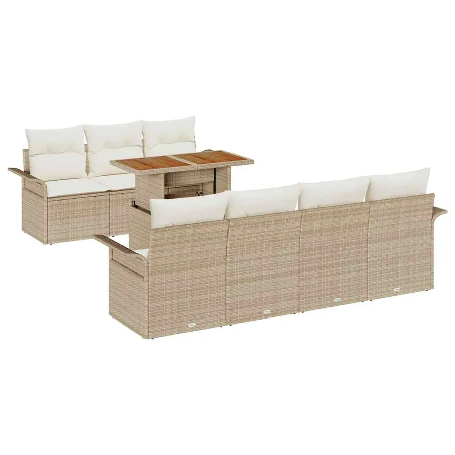 Ensemble de canapé de jardin 8 pcs Beige Poly rotin - 2