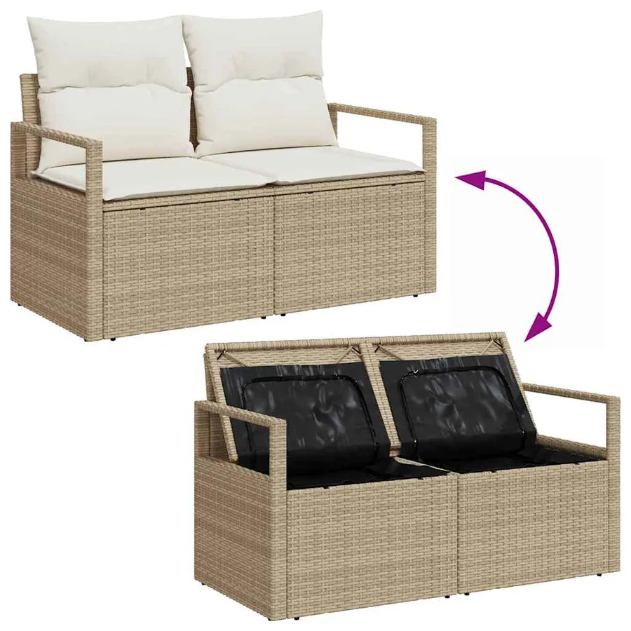 Ensemble de canapé de jardin 5 pcs Beige et crème polyrotin - 8