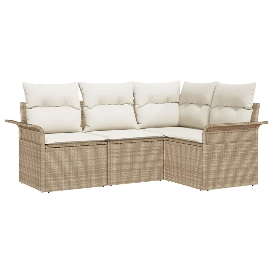 Ensemble de canapé de jardin 4 pcs Beige polyrotin - 2