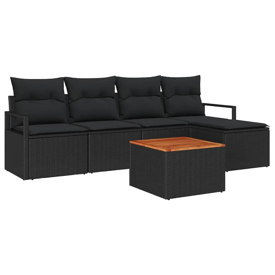 Ensemble de canapé de jardin avec stockage 6 pcs Noir polyrotin - 2