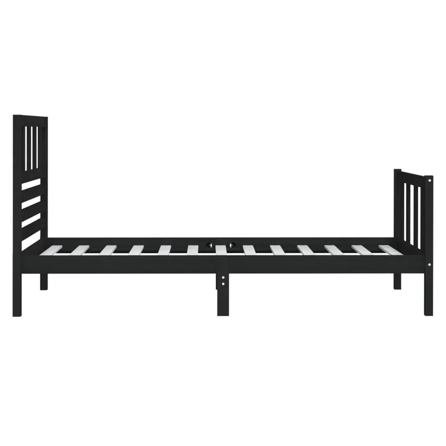 Cadre de lit sans matelas noir bois massif - 5