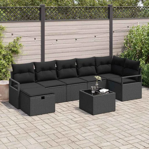 Ensemble de Canapés avec coussin 5 pcs polyrotin