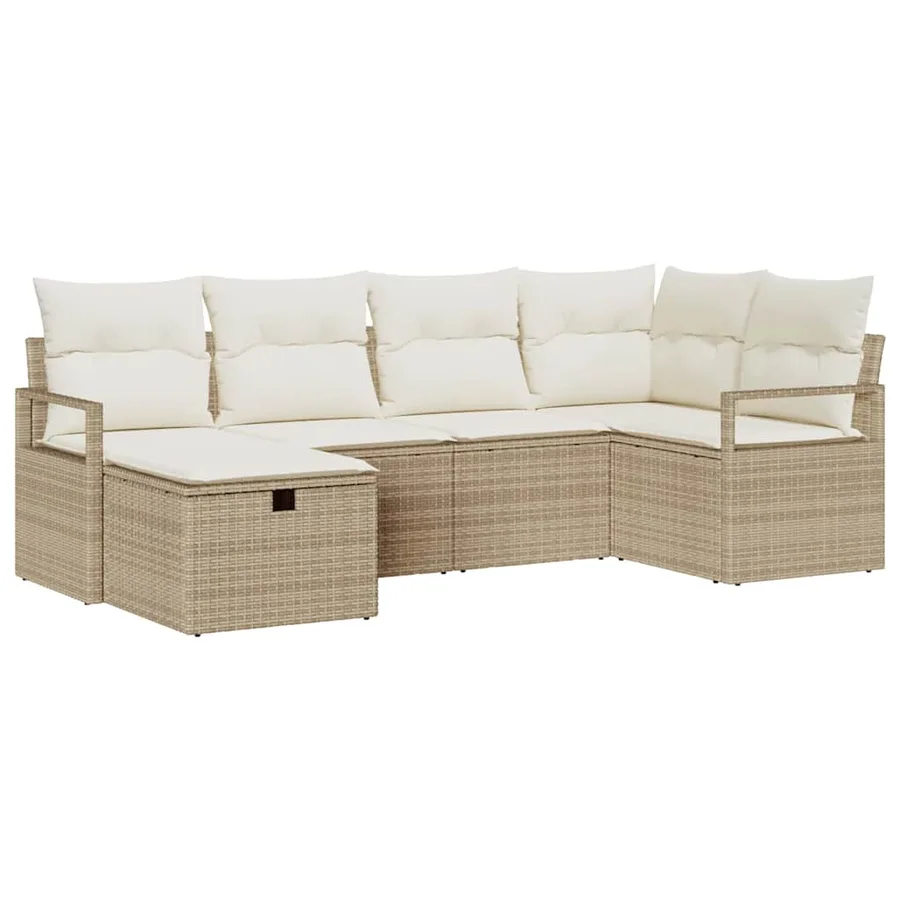 Ensemble de canapé de jardin 6 pcs Beige Poly rotin - 2