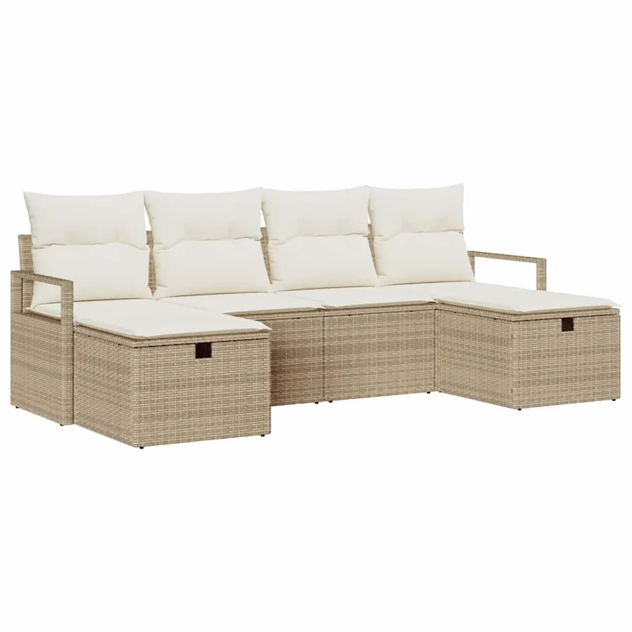Ensemble de Canapés avec coussin 5 pcs polyrotin - 2
